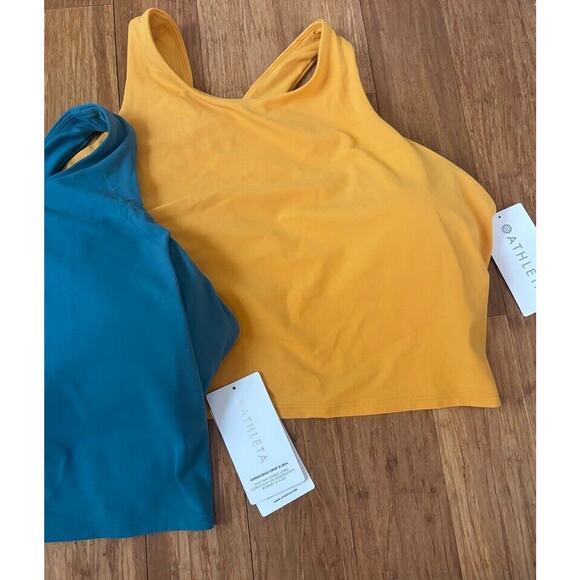 Athleta Conscious Crop Tanks LOT OF 2 Green‎ & Golden Yellow Size 3X NWT Active - Picture 4 of 5
